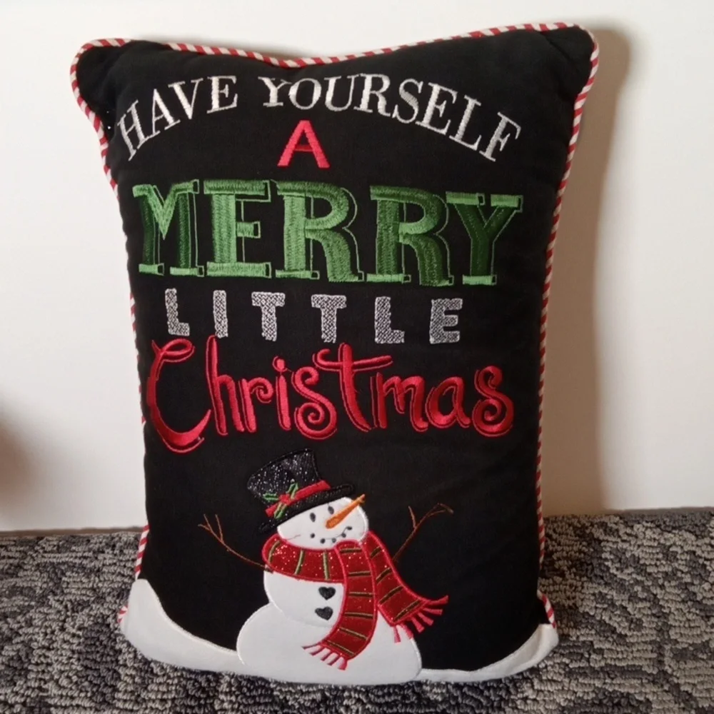 Festive Christmas Pillow with Snowman Design Decoration